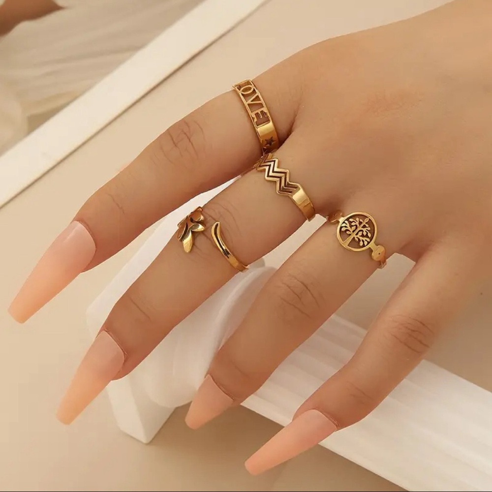 4pcs Luxury Stainless Steel Open Rings